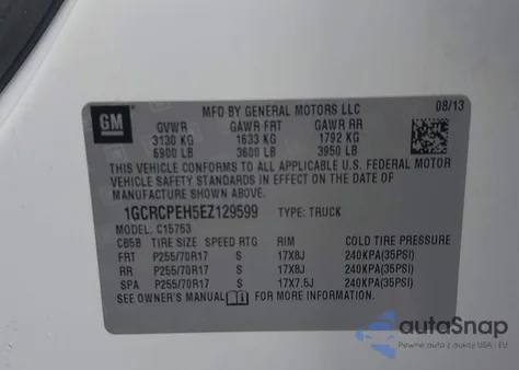 2014 Chevrolet Silverado 1500 Work Truck 1Wt z USA, uszkodzony, nr VIN 1GCRCPEH5EZ129599